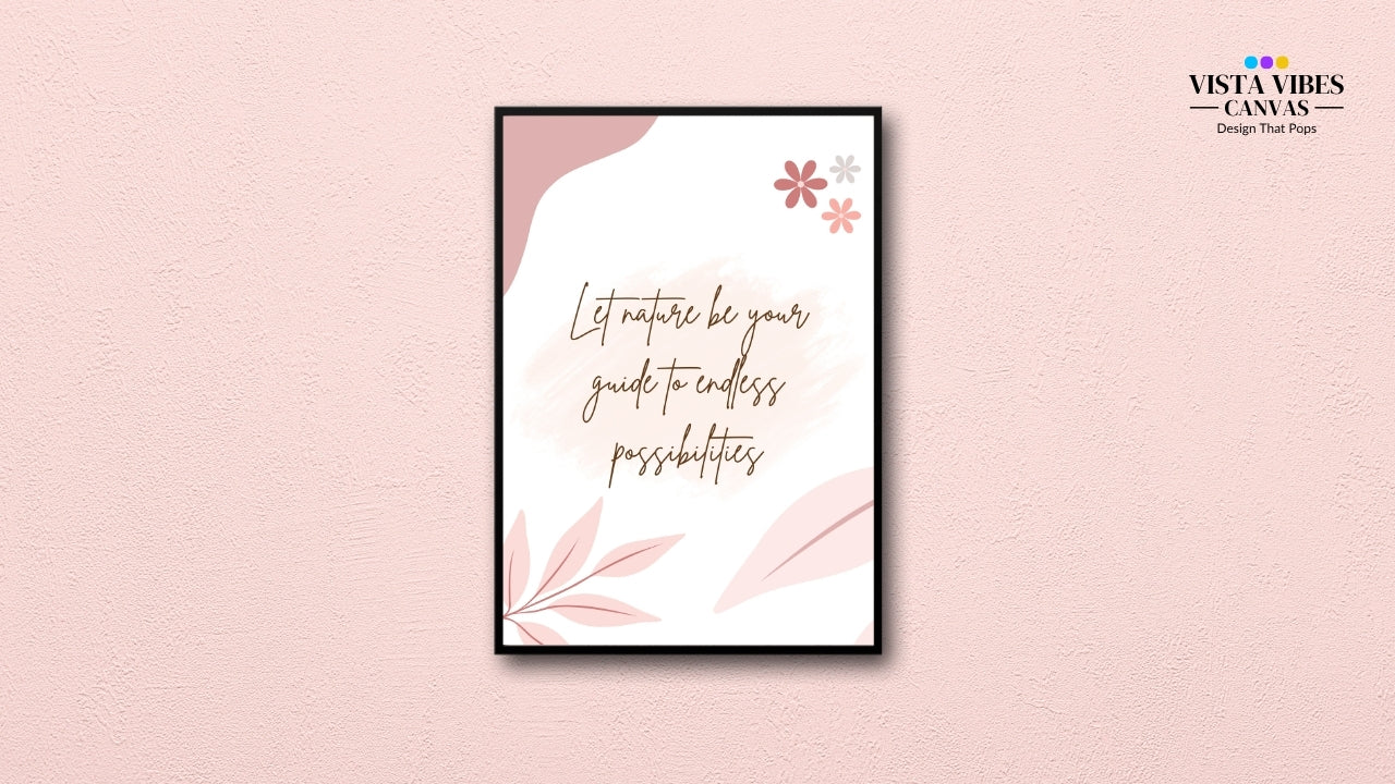 Framed artwork with motivational quote Boho nature wall art printable with quote “Let Nature Be Your Guide to Endless Possibilities” – abstract digital download in earthy tones for mindful modern decor